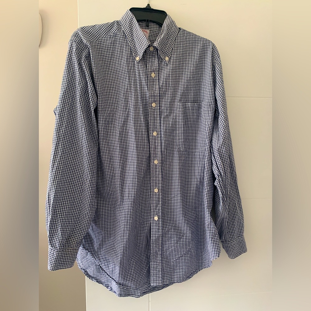NWOT Brooks Brothers blue gingham button down shirt size large